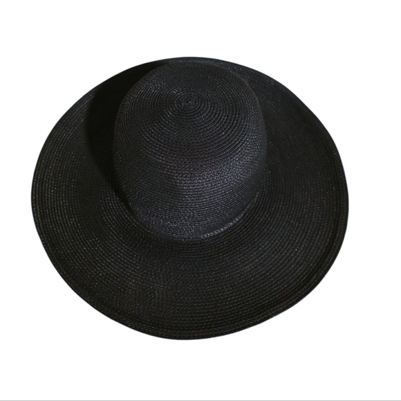 Eric Javits Hampton Squishee Straw Hat in Original Black - Picture 2 of 4